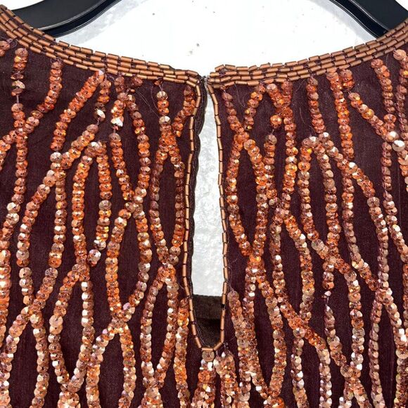 Vintage Women's Jewel Queen Sequined Beaded %100 Silk Plus Size Top 1X - Picture 8 of 8